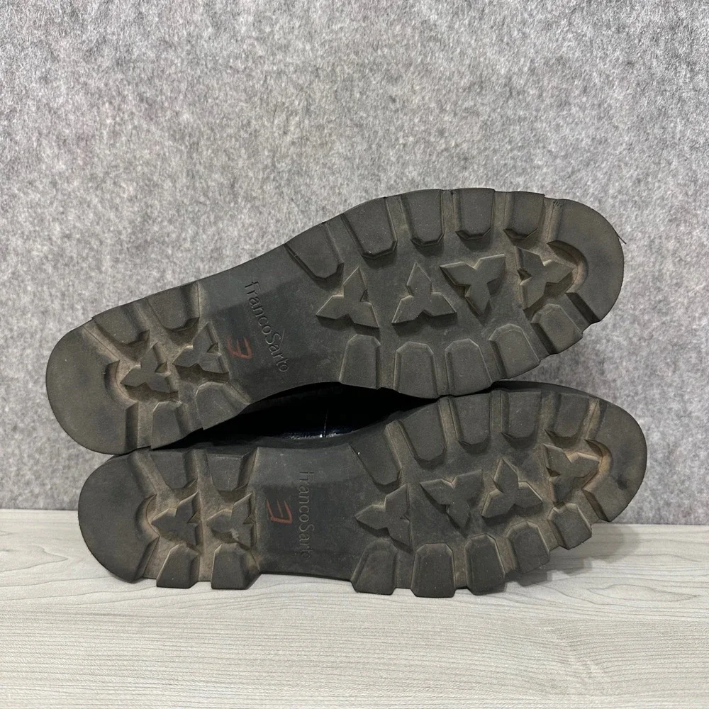 Franco Sarto Balin Lug Sole Loafers Womens 10 Navy Patent Chunky Platform‎